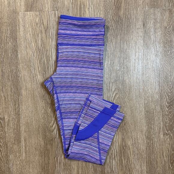 Lululemon Run Inspire Crop II Leggings Space Dye Twist Iris Flower Pink Shell 4 - Picture 1 of 8